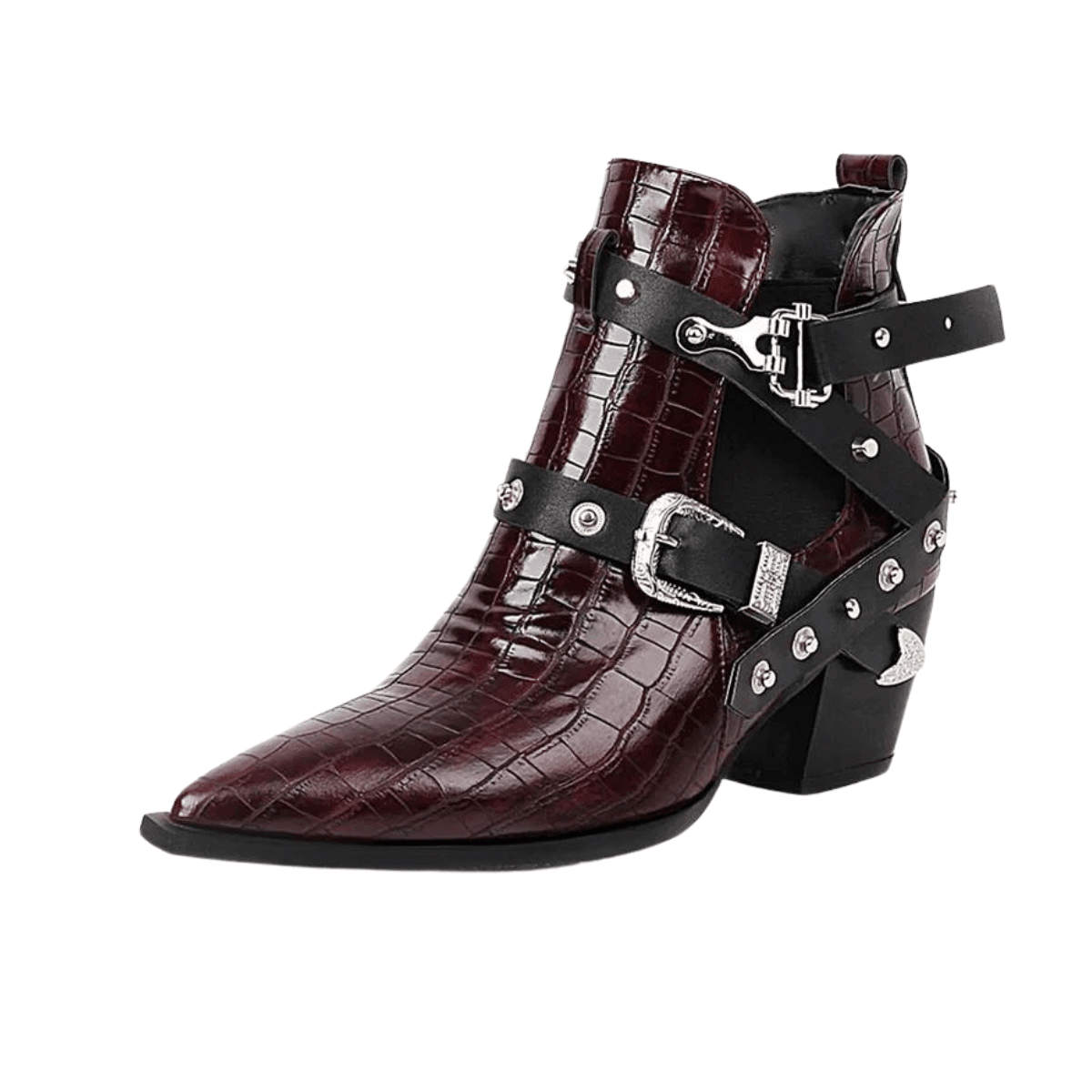 Buckled Motorcycle Western Cowboy Boots For Women -, Boots , Drestiny , Ankle Boots, Australia, Black, Blue, Boots, Canada, Dark Olive Green, Heels, New Zealand, Red, Teal, United Kingdom, United States, White, Wine Red, Yellow , Drestiny , www.shopdrestiny.com