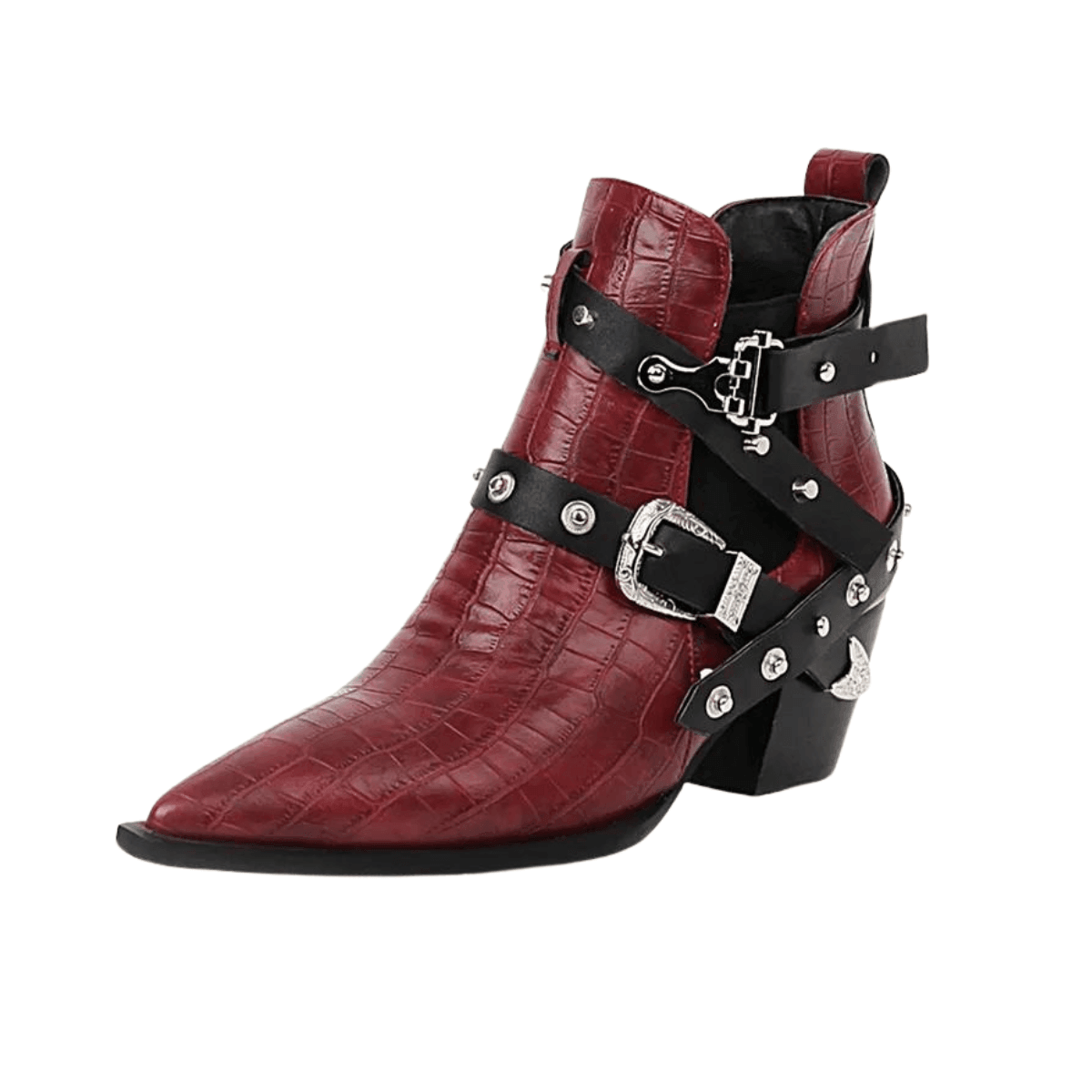 Buckled Motorcycle Western Cowboy Boots For Women -, Boots , Drestiny , Ankle Boots, Australia, Black, Blue, Boots, Canada, Dark Olive Green, Heels, New Zealand, Red, Teal, United Kingdom, United States, White, Wine Red, Yellow , Drestiny , www.shopdrestiny.com