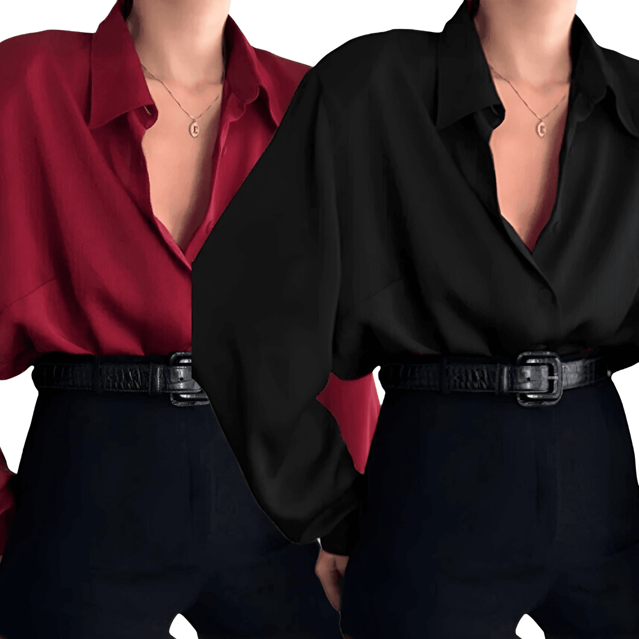 Button Down Blouse -, Blouses , Drestiny , Australia, Black, Blouses, Canada, Casual Shirts, Dress Shirts, Gender_Women, L, Long Sleeves, M, New Zealand, Red, S, United Kingdom, United States, Wine Red, XL , Drestiny , www.shopdrestiny.com