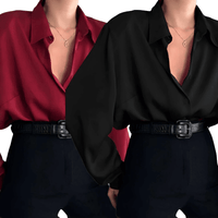 Thumbnail for Button Down Blouse -, Blouses , Drestiny , Australia, Black, Blouses, Canada, Casual Shirts, Dress Shirts, Gender_Women, L, Long Sleeves, M, New Zealand, Red, S, United Kingdom, United States, Wine Red, XL , Drestiny , www.shopdrestiny.com