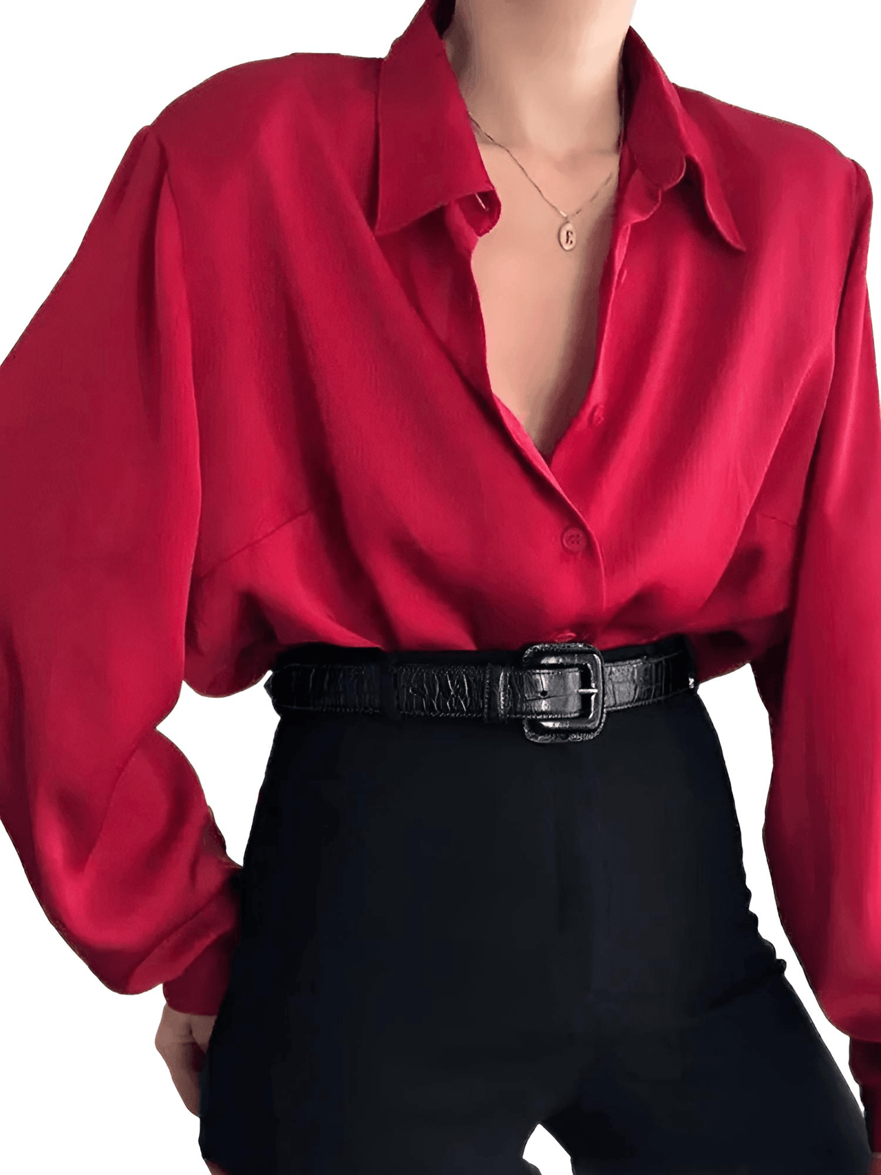 Button Down Blouse -, Blouses , Drestiny , Australia, Black, Blouses, Canada, Casual Shirts, Dress Shirts, Gender_Women, L, Long Sleeves, M, New Zealand, Red, S, United Kingdom, United States, Wine Red, XL , Drestiny , www.shopdrestiny.com