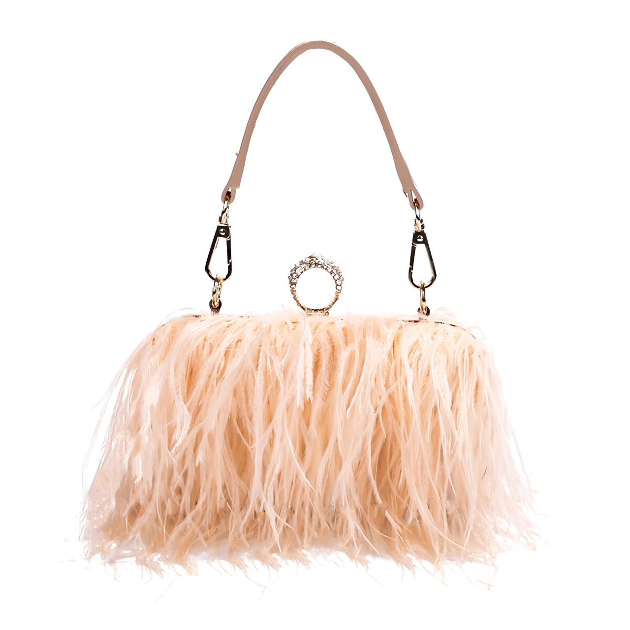 Ostrich Feather Clutch With Removable Shoulder Strap & Satin Interior -, Clutch , Drestiny , Australia, Canada, Champagne, Clutches, Dark Green, Dark Pink, FR, Gold, Green, Handbags, Pink, Purses, Red, United Kingdom, United States, White , Drestiny , www.shopdrestiny.com