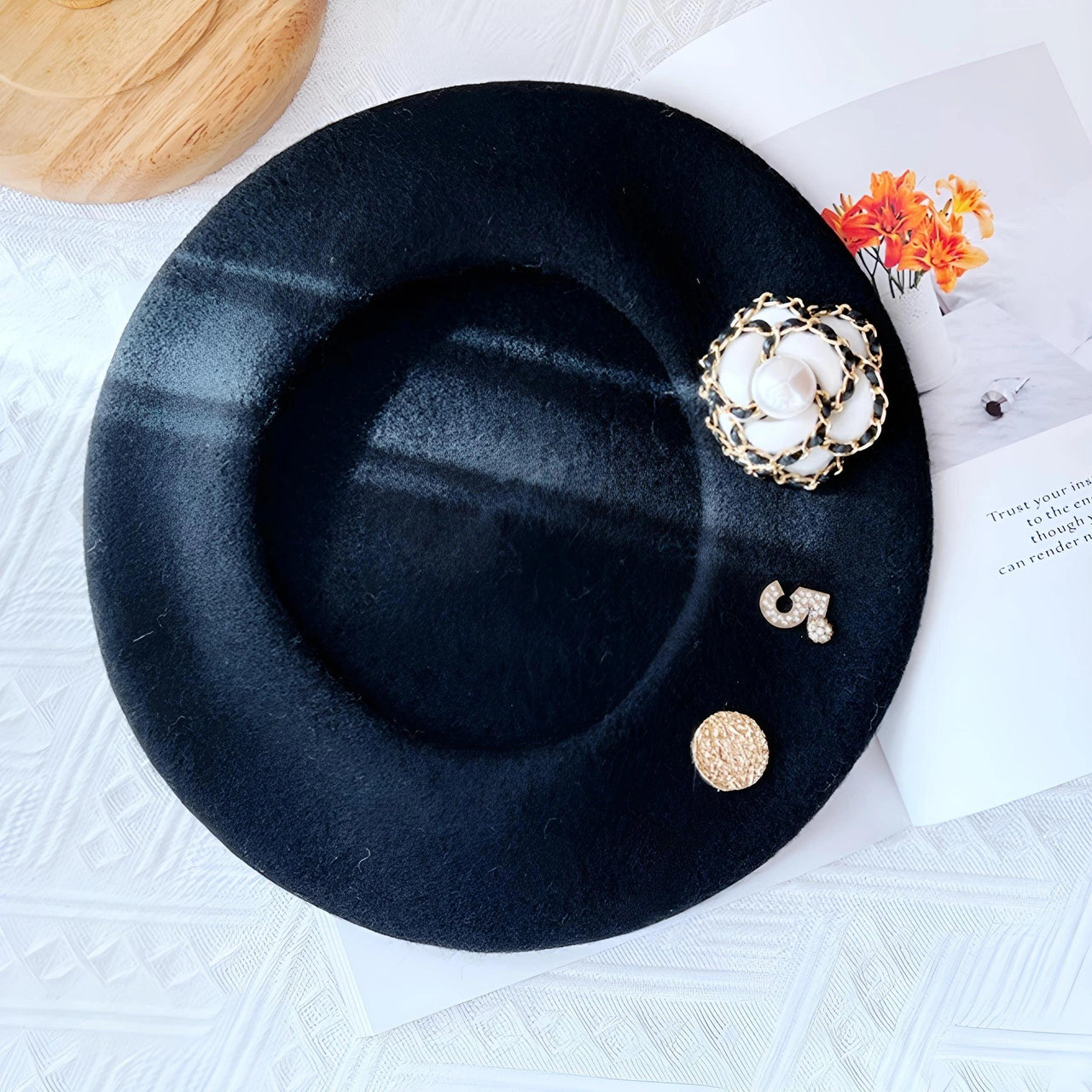 Chanel Inspired Wool Beret, Drestiny, Hats, Berets, Designer hats, Black, Beige, Pink, Gender_Women, One Size, United States, USA, Canada, Australia, New Zealand, United Kingdom, UK, Wool beret women, french style wool beret, classic style beret, Designer inspired beret, shopdrestiny.com