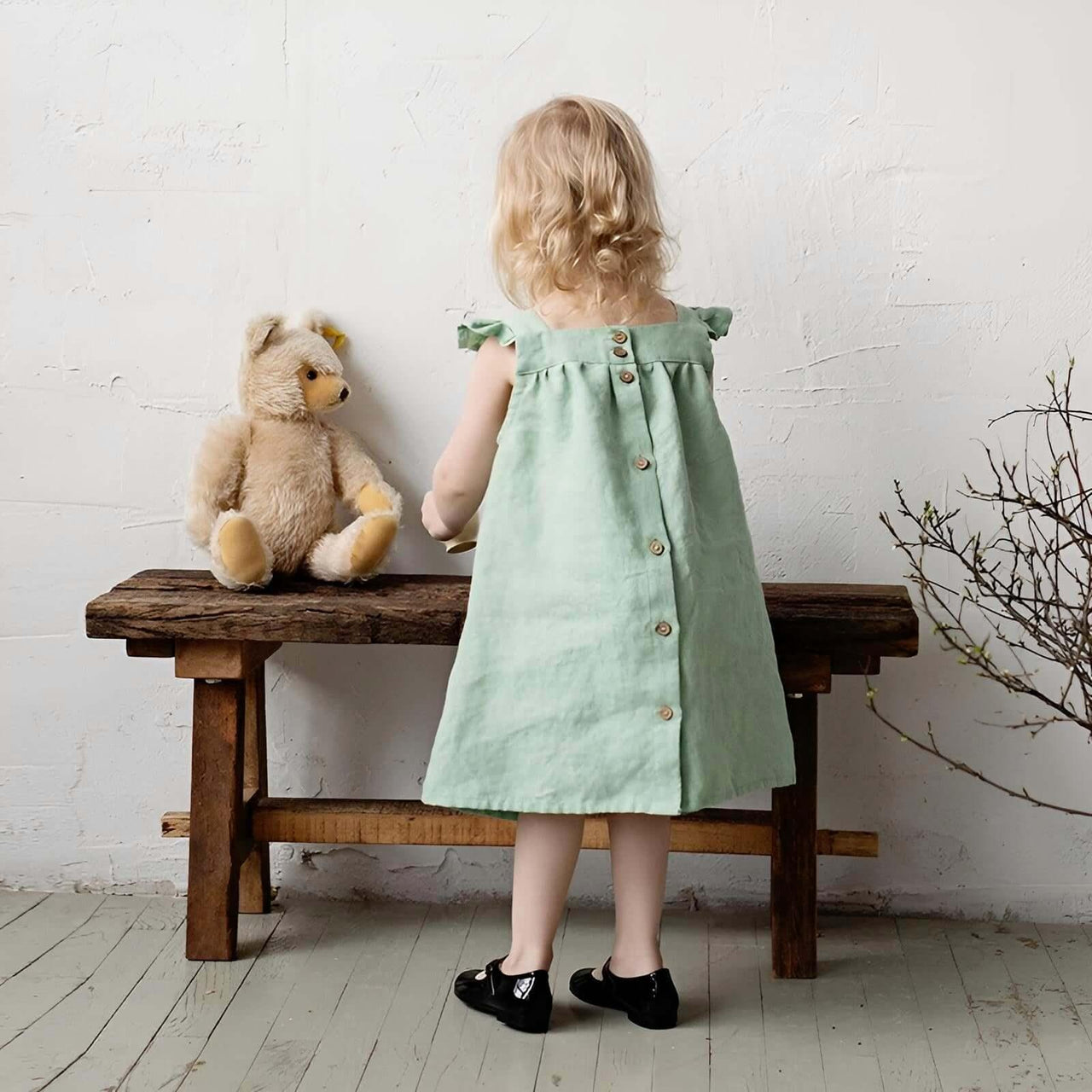 Adorable Linen Dress For Girls With Petal Sleeves -, Dress , Drestiny , 2T, 3T, 4T, 5T, 6T, Australia, Brown, Dresses, Girls, New Zealand, Orange, Short Sleeves, TD, United Kingdom, United States , Drestiny , www.shopdrestiny.com