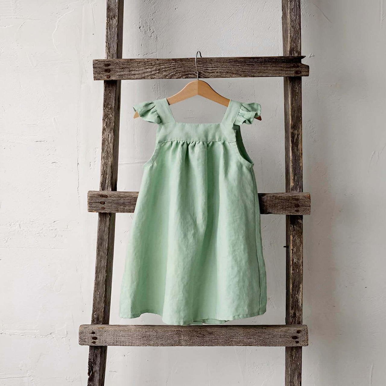 Adorable Linen Dress For Girls With Petal Sleeves -, Dress , Drestiny , 2T, 3T, 4T, 5T, 6T, Australia, Brown, Dresses, Girls, New Zealand, Orange, Short Sleeves, TD, United Kingdom, United States , Drestiny , www.shopdrestiny.com