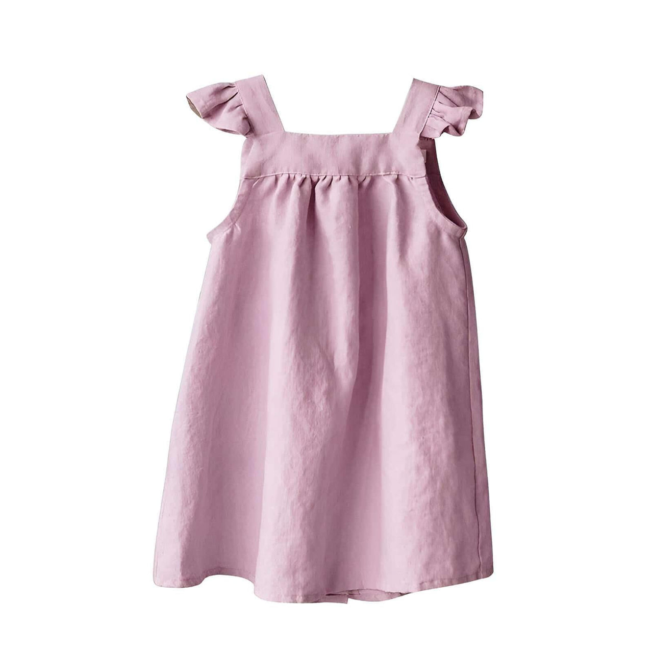 Adorable Linen Dress For Girls With Petal Sleeves -, Dress , Drestiny , 2T, 3T, 4T, 5T, 6T, Australia, Brown, Dresses, Girls, New Zealand, Orange, Short Sleeves, TD, United Kingdom, United States , Drestiny , www.shopdrestiny.com