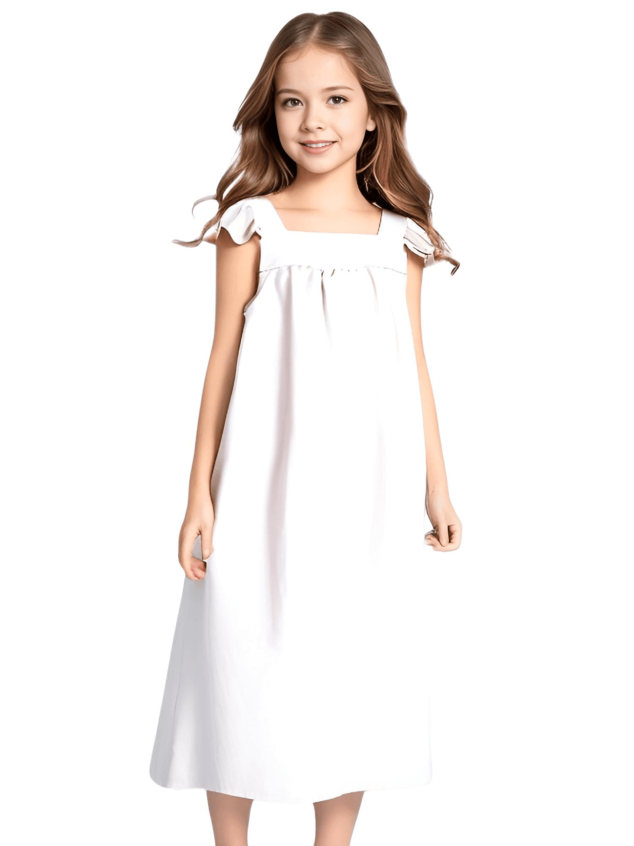 Adorable Linen Dress For Girls With Petal Sleeves -, Dress , Drestiny , 2T, 3T, 4T, 5T, 6T, Australia, Brown, Dresses, Girls, New Zealand, Orange, Short Sleeves, TD, United Kingdom, United States , Drestiny , www.shopdrestiny.com