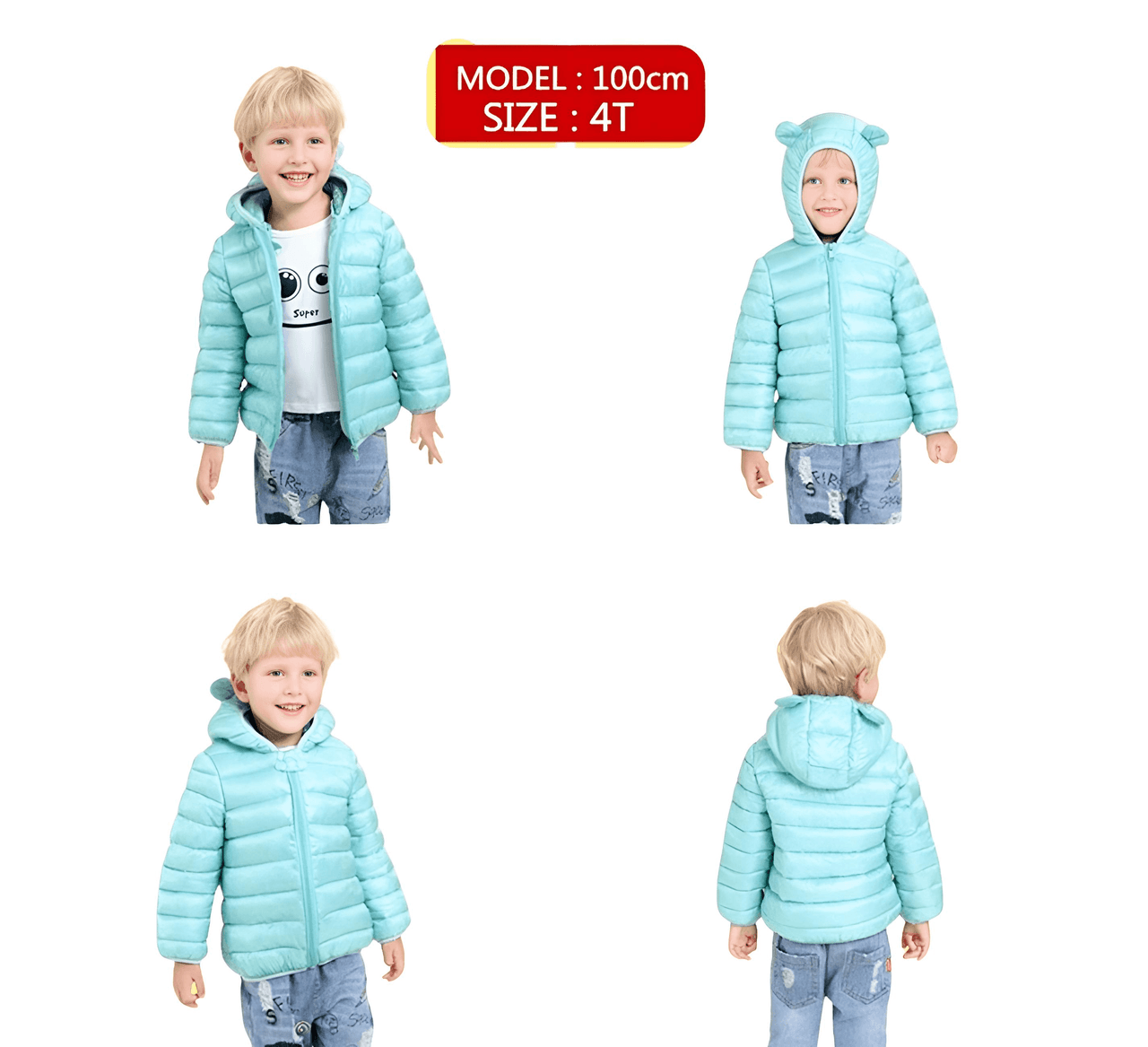 Children's Hooded Jacket With Ears -, Coats , Drestiny , 3T, 4T, 5T, Australia, Beige, Black, Blue, Boys, Canada, Coats, Dark Blue, Dark Green, Dark Pink, Deep Pink, Girls, Green, Light Blue, Navy, New Zealand, Orange, Pink, Purple, Red, TD, United Kingdom, United States, White, Yellow , Drestiny , www.shopdrestiny.com