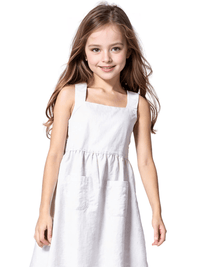 Thumbnail for Cotton And Linen Girl's Sleeveless Suspender Dress With Adjustable Shoulder Straps