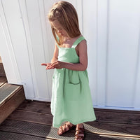 Thumbnail for Cotton And Linen Girl's Sleeveless Suspender Dress With Adjustable Shoulder Straps