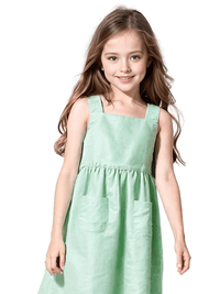 Thumbnail for Cotton And Linen Girl's Sleeveless Suspender Dress With Adjustable Shoulder Straps