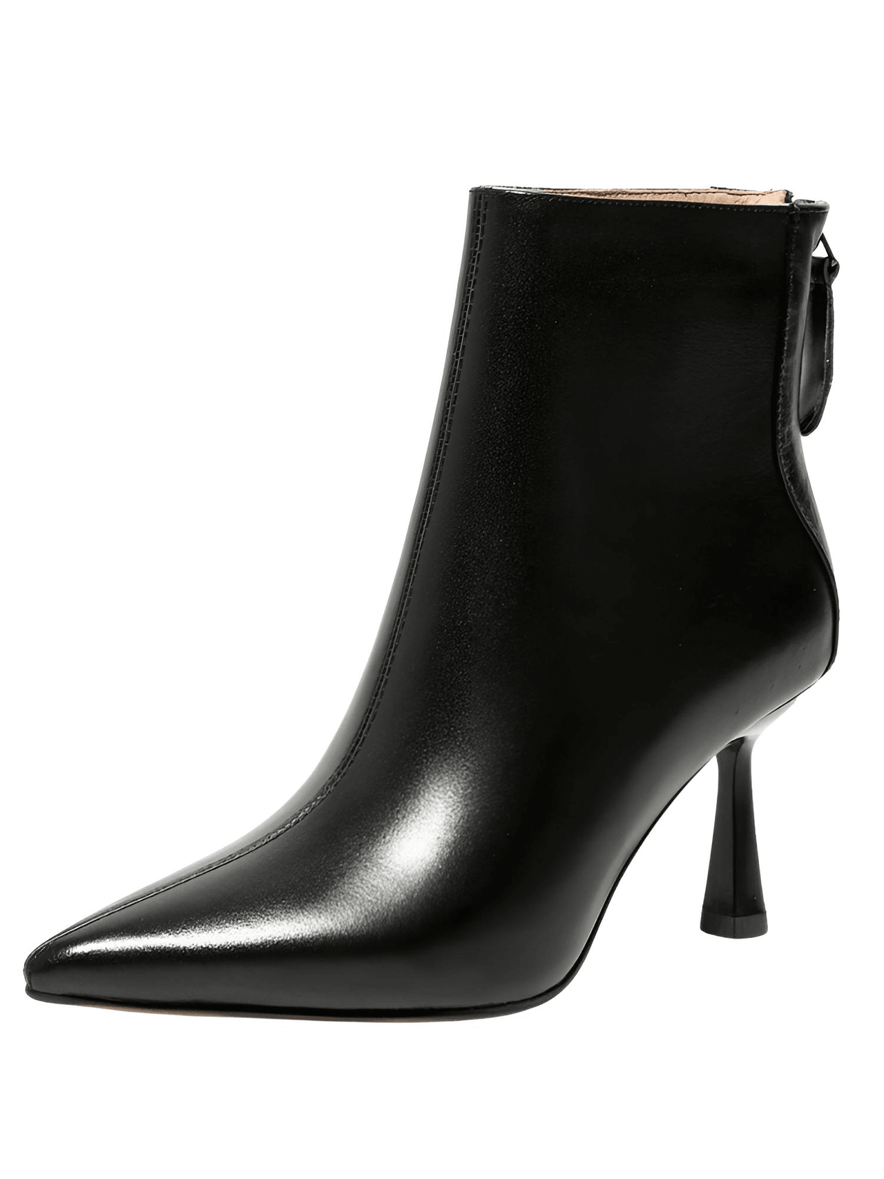 Black Cow Leather Pointed Toe High Heels -, High Heels , Drestiny , 10, 4, 5, 6, 6.5, 7.5, 8.5, 9, 9.5, Ankle Boots, Australia, Beige, Black, Boots, Canada, Dark Khaki, Heels, High Heels, New Zealand, Tan, United Kingdom, United States , Drestiny , www.shopdrestiny.com