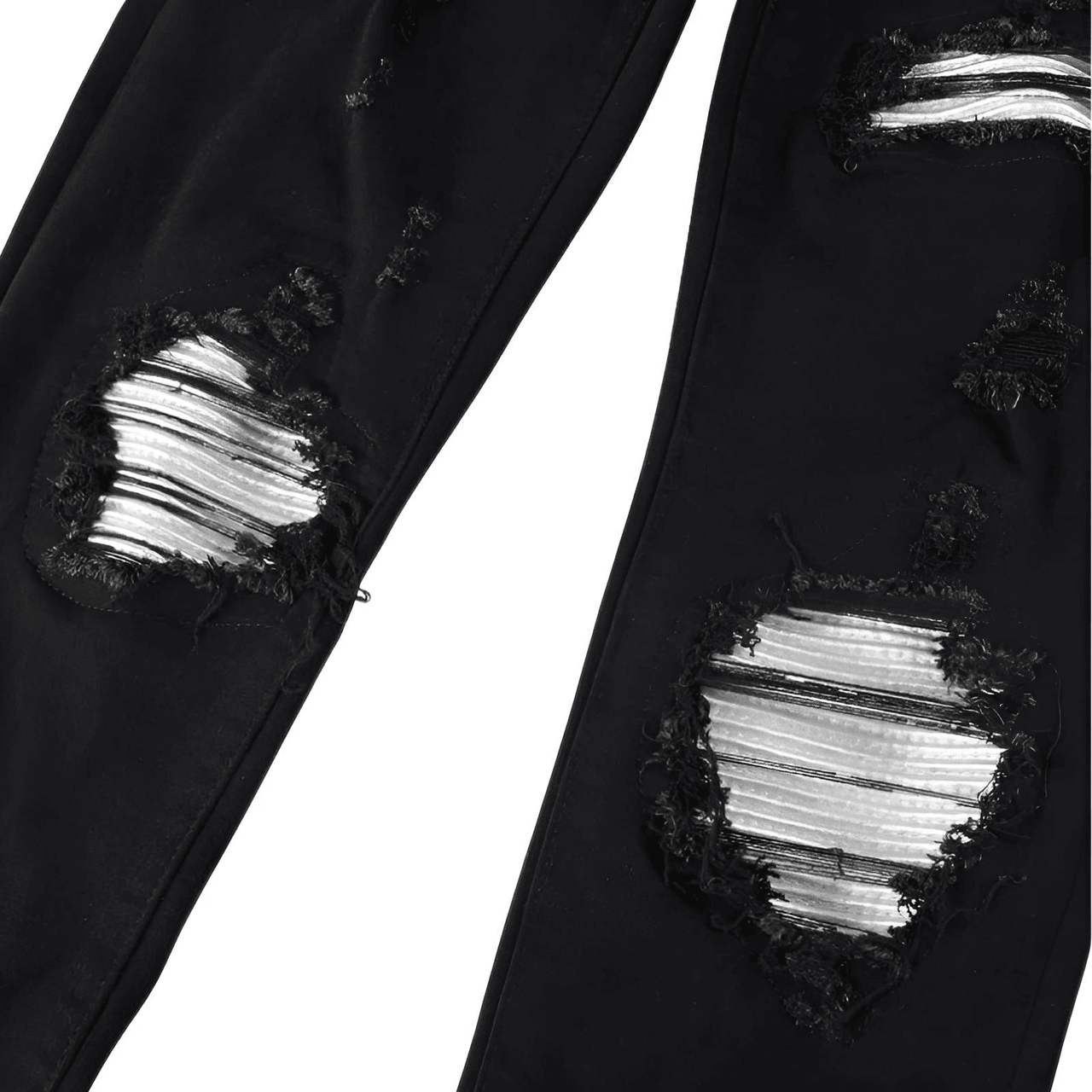 Cracked Silver Leather Patch Ripped Black Jeans Men's Streetwear Denim -, Jeans , Drestiny , 28,29,30,31,32,33,34,36,38,40,Australia,Black,Casual Pants,FR,Jeans,New Zealand,Skinny Jeans,United Kingdom,United States , Drestiny , www.shopdrestiny.com