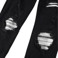 Thumbnail for Cracked Silver Leather Patch Ripped Black Jeans Men's Streetwear Denim -, Jeans , Drestiny , 28,29,30,31,32,33,34,36,38,40,Australia,Black,Casual Pants,FR,Jeans,New Zealand,Skinny Jeans,United Kingdom,United States , Drestiny , www.shopdrestiny.com