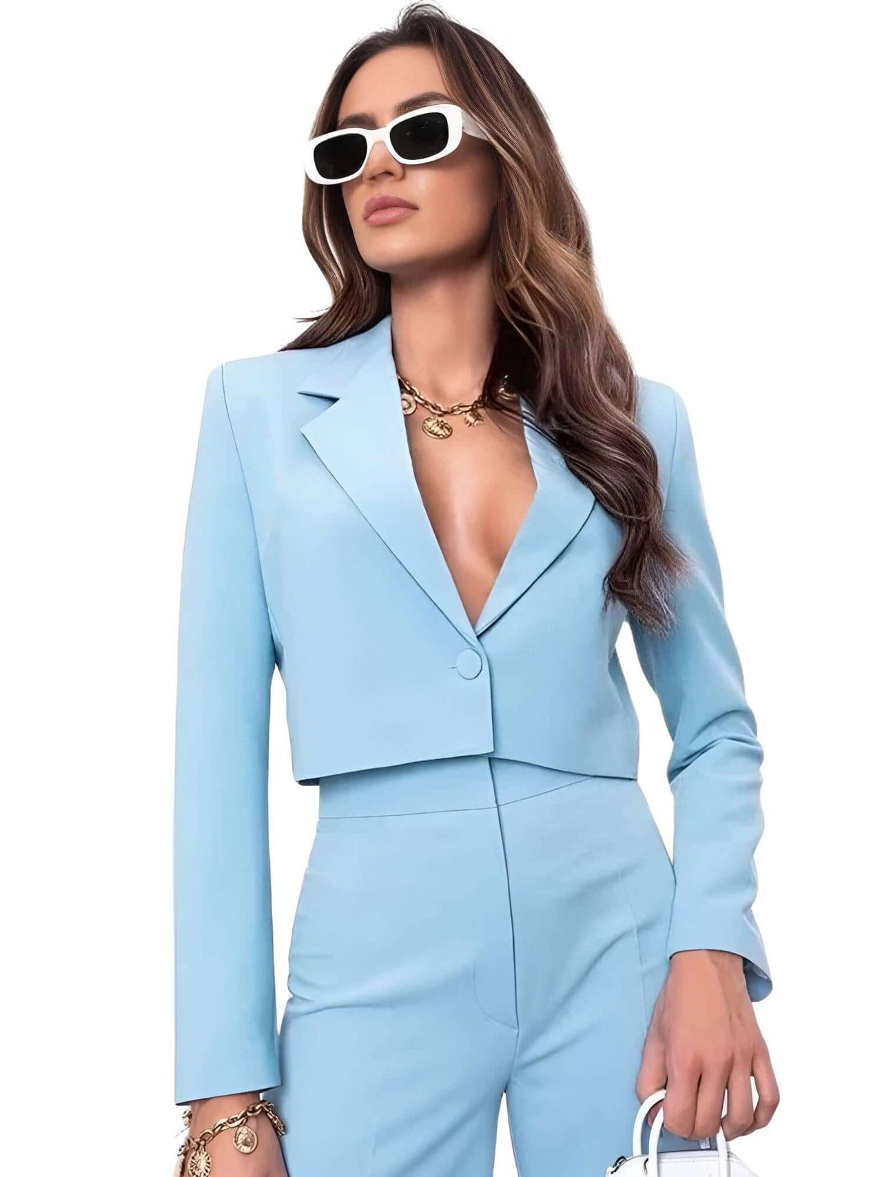 Cropped Blazer and Wide Leg Pants High Waisted 2-Piece Sets For Women -, Pant Sets , Drestiny , Australia, Blazers, Casual Pants, Casual Shirts, Crop Tops, Deep Pink, Dress Pants, Dress Shirts, Green, L, Light Blue, Long Sleeves, M, Navy, New Zealand, Pant Sets, Pant Suits, Pink, S, Sets, Teal, United Kingdom, United States, XL, XXL , Drestiny , www.shopdrestiny.com