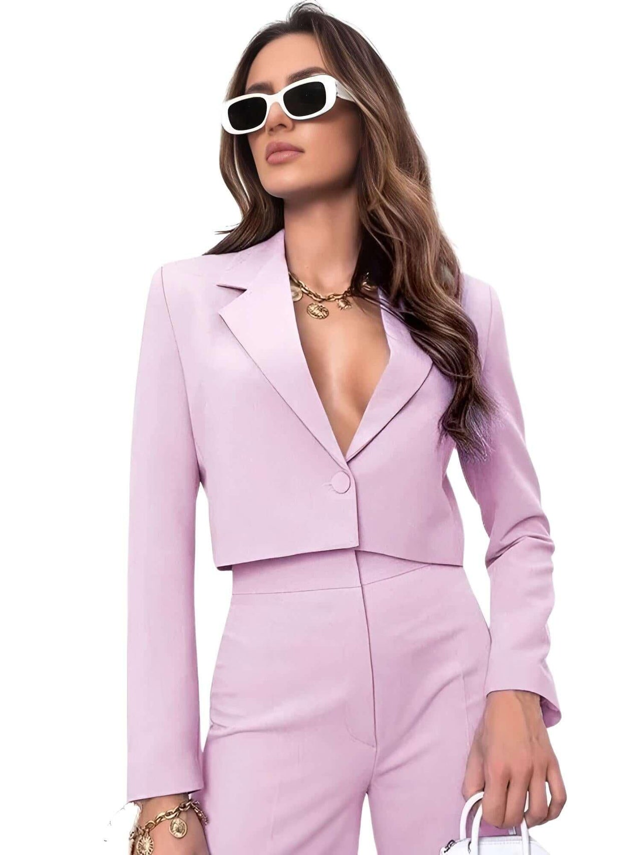 Cropped Blazer and Wide Leg Pants High Waisted 2-Piece Sets For Women -, Pant Sets , Drestiny , Australia, Blazers, Casual Pants, Casual Shirts, Crop Tops, Deep Pink, Dress Pants, Dress Shirts, Green, L, Light Blue, Long Sleeves, M, Navy, New Zealand, Pant Sets, Pant Suits, Pink, S, Sets, Teal, United Kingdom, United States, XL, XXL , Drestiny , www.shopdrestiny.com