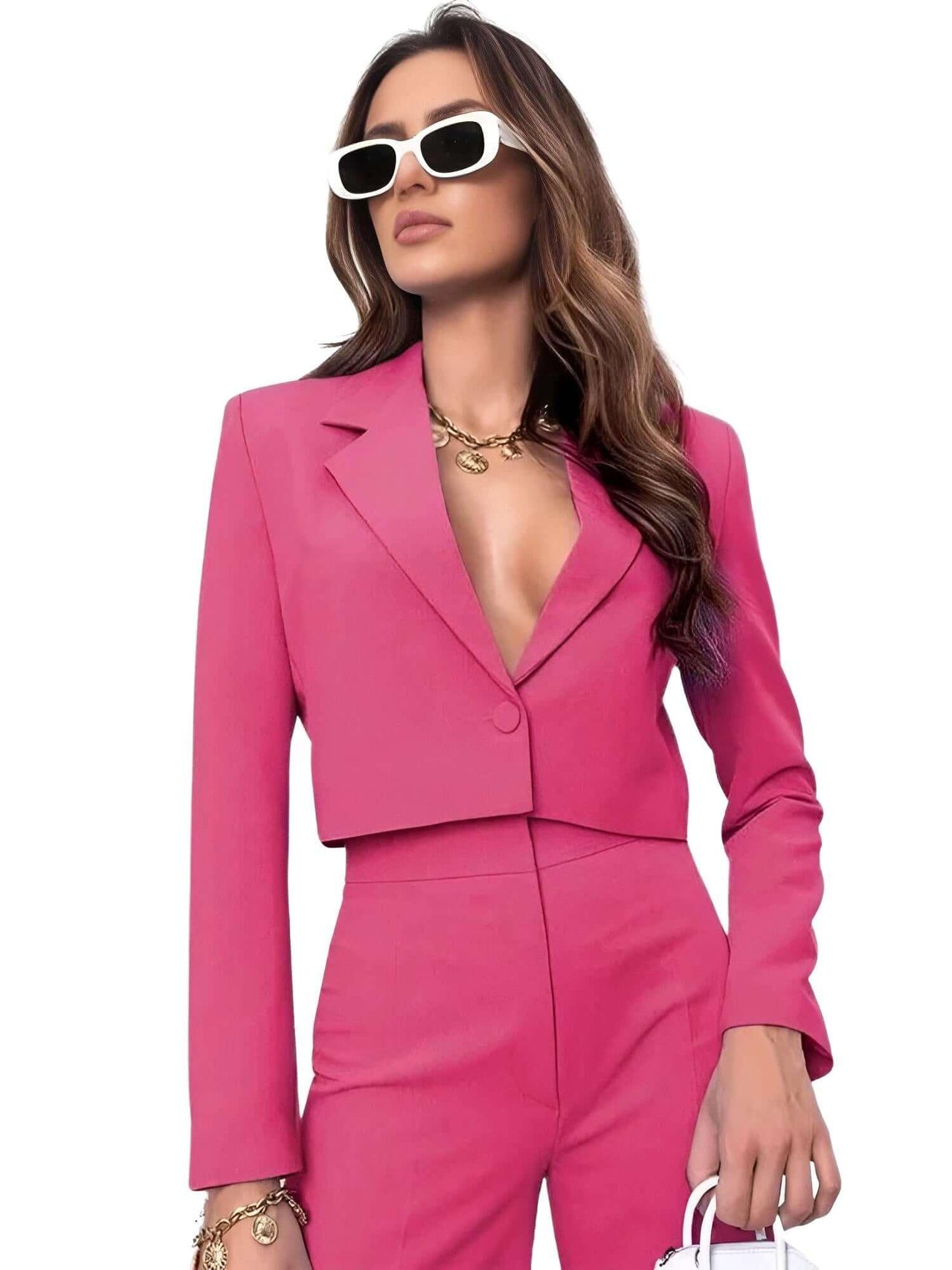 Cropped Blazer and Wide Leg Pants High Waisted 2-Piece Sets For Women -, Pant Sets , Drestiny , Australia, Blazers, Casual Pants, Casual Shirts, Crop Tops, Deep Pink, Dress Pants, Dress Shirts, Green, L, Light Blue, Long Sleeves, M, Navy, New Zealand, Pant Sets, Pant Suits, Pink, S, Sets, Teal, United Kingdom, United States, XL, XXL , Drestiny , www.shopdrestiny.com