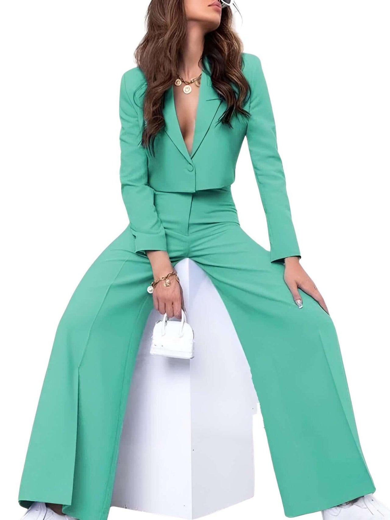 Cropped Blazer and Wide Leg Pants High Waisted 2-Piece Sets For Women -, Pant Sets , Drestiny , Australia, Blazers, Casual Pants, Casual Shirts, Crop Tops, Deep Pink, Dress Pants, Dress Shirts, Green, L, Light Blue, Long Sleeves, M, Navy, New Zealand, Pant Sets, Pant Suits, Pink, S, Sets, Teal, United Kingdom, United States, XL, XXL , Drestiny , www.shopdrestiny.com