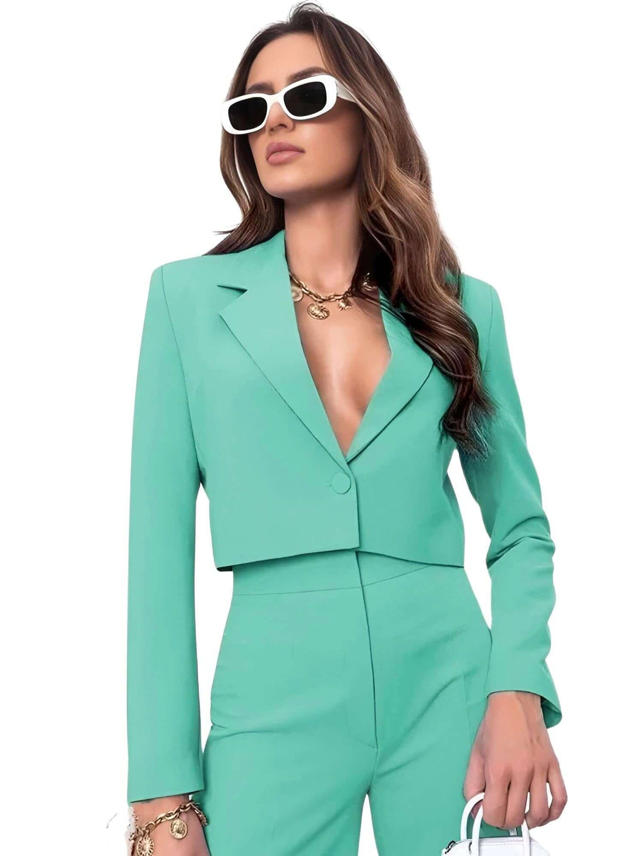 Cropped Blazer and Wide Leg Pants High Waisted 2-Piece Sets For Women -, Pant Sets , Drestiny , Australia, Blazers, Casual Pants, Casual Shirts, Crop Tops, Deep Pink, Dress Pants, Dress Shirts, Green, L, Light Blue, Long Sleeves, M, Navy, New Zealand, Pant Sets, Pant Suits, Pink, S, Sets, Teal, United Kingdom, United States, XL, XXL , Drestiny , www.shopdrestiny.com