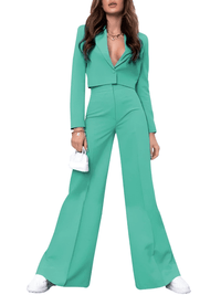 Thumbnail for Cropped Blazer and Wide Leg Pants High Waisted 2-Piece Sets For Women -, Pant Sets , Drestiny , Australia, Blazers, Casual Pants, Casual Shirts, Crop Tops, Deep Pink, Dress Pants, Dress Shirts, Green, L, Light Blue, Long Sleeves, M, Navy, New Zealand, Pant Sets, Pant Suits, Pink, S, Sets, Teal, United Kingdom, United States, XL, XXL , Drestiny , www.shopdrestiny.com