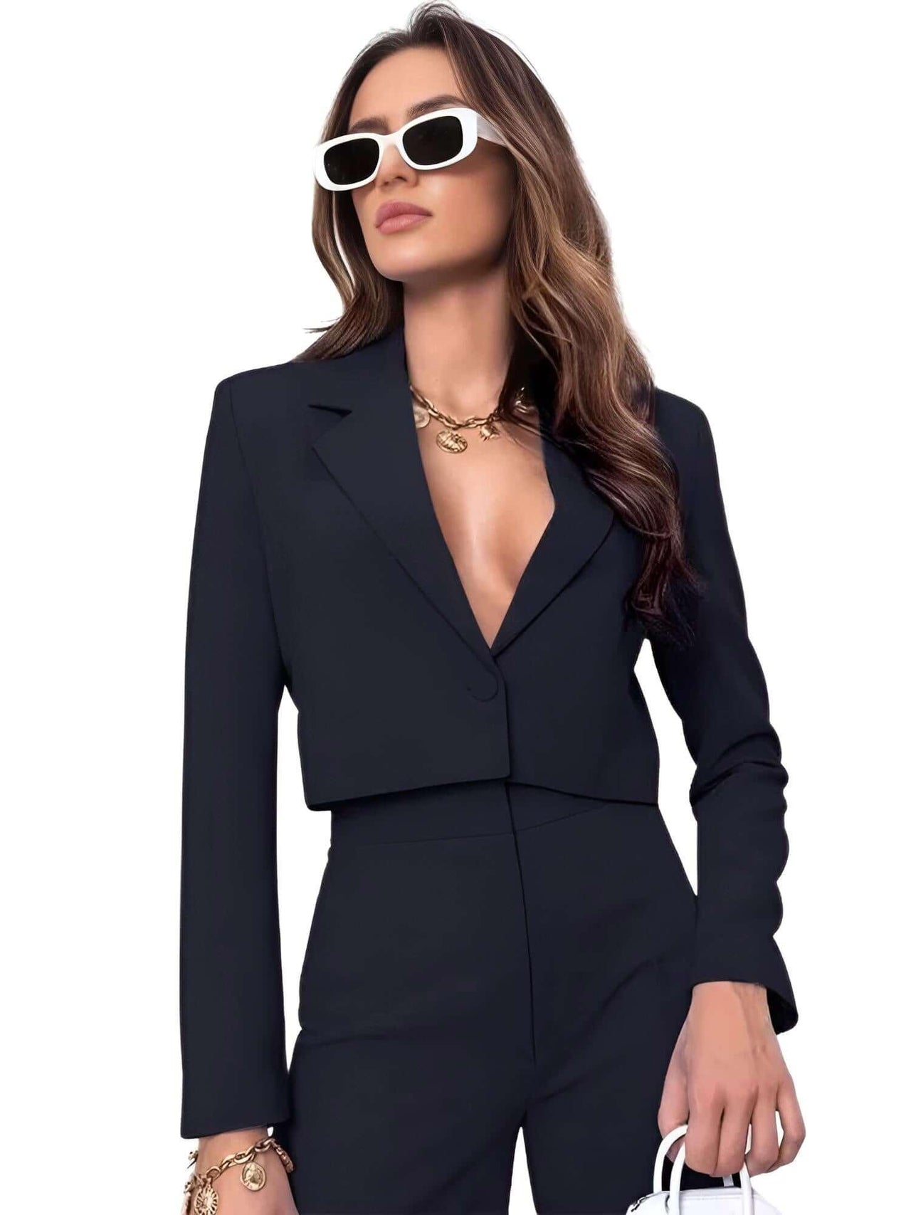 Cropped Blazer and Wide Leg Pants High Waisted 2-Piece Sets For Women -, Pant Sets , Drestiny , Australia, Blazers, Casual Pants, Casual Shirts, Crop Tops, Deep Pink, Dress Pants, Dress Shirts, Green, L, Light Blue, Long Sleeves, M, Navy, New Zealand, Pant Sets, Pant Suits, Pink, S, Sets, Teal, United Kingdom, United States, XL, XXL , Drestiny , www.shopdrestiny.com