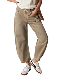 Thumbnail for Cropped Jeans for Women Y2K Aesthetic Solid Color Low Waist Baggy Denim Trousers -, , Drestiny , Australia, Black, Blue, Brown, Casual Pants, Jeans, L, Light Blue, Light Brown, M, New Zealand, Off White, S, Tan, United Kingdom, United States, White, XL , Drestiny , www.shopdrestiny.com