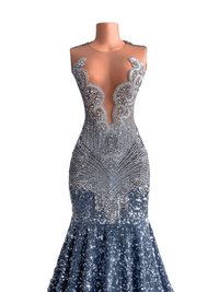 Thumbnail for Women's Crystal & Sequin Beaded Deep V-Neck Maxi Dress -, Dresses , Drestiny , 10, 12, 14, 16, 2, 4, 6, 8, Australia, Canada, Maxi Dresses, Pink, Royal Blue, Silver, Sleeveless, United Kingdom, United States , Drestiny , www.shopdrestiny.com