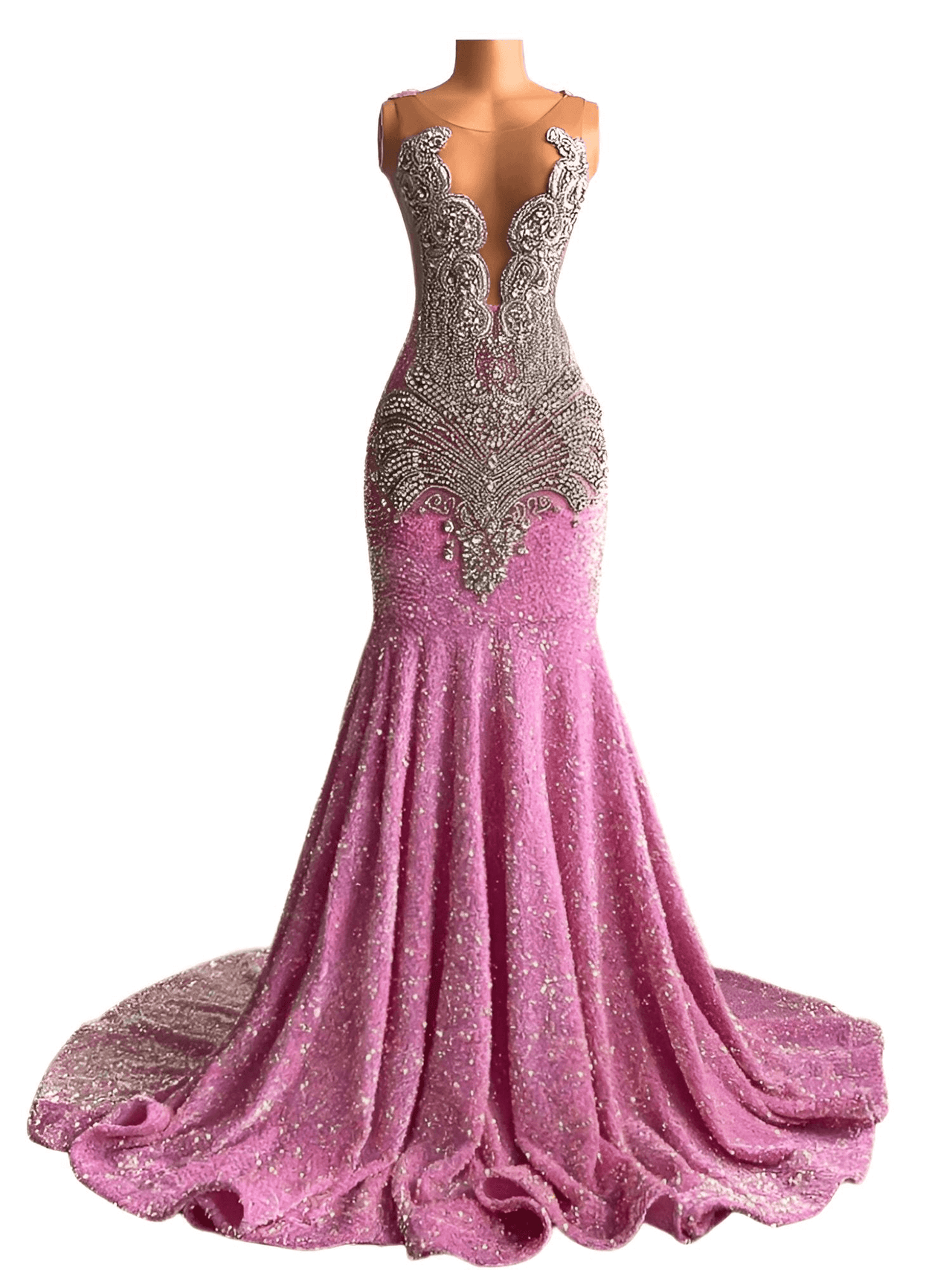 Women's Crystal & Sequin Beaded Deep V-Neck Maxi Dress -, Dresses , Drestiny , 10, 12, 14, 16, 2, 4, 6, 8, Australia, Canada, Maxi Dresses, Pink, Royal Blue, Silver, Sleeveless, United Kingdom, United States , Drestiny , www.shopdrestiny.com