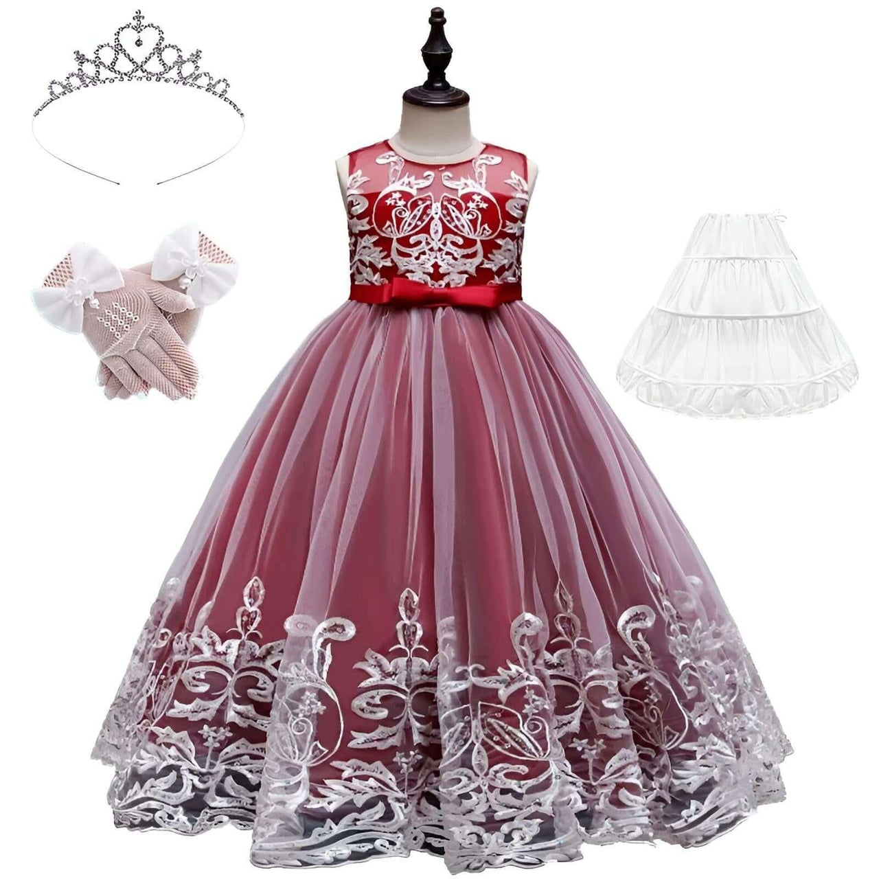 Formal Occasion Dress For Girls - With FREE Tiara, Gloves & Petticoat! -, Dress , Drestiny , 10T, 11T, 12T, 3T, 4T, 5T, 6T, 7T, 8T, 9T, Australia, Canada, Champagne, Dark Blue, Dark Green, Dark Red, Deep Pink, Dresses, Flower Girl Dresses, FR, Girls, Ivory, Light Blue, New Zealand, Pink, Purple, Sleeveless, TD, United Kingdom, United States , Drestiny , www.shopdrestiny.com