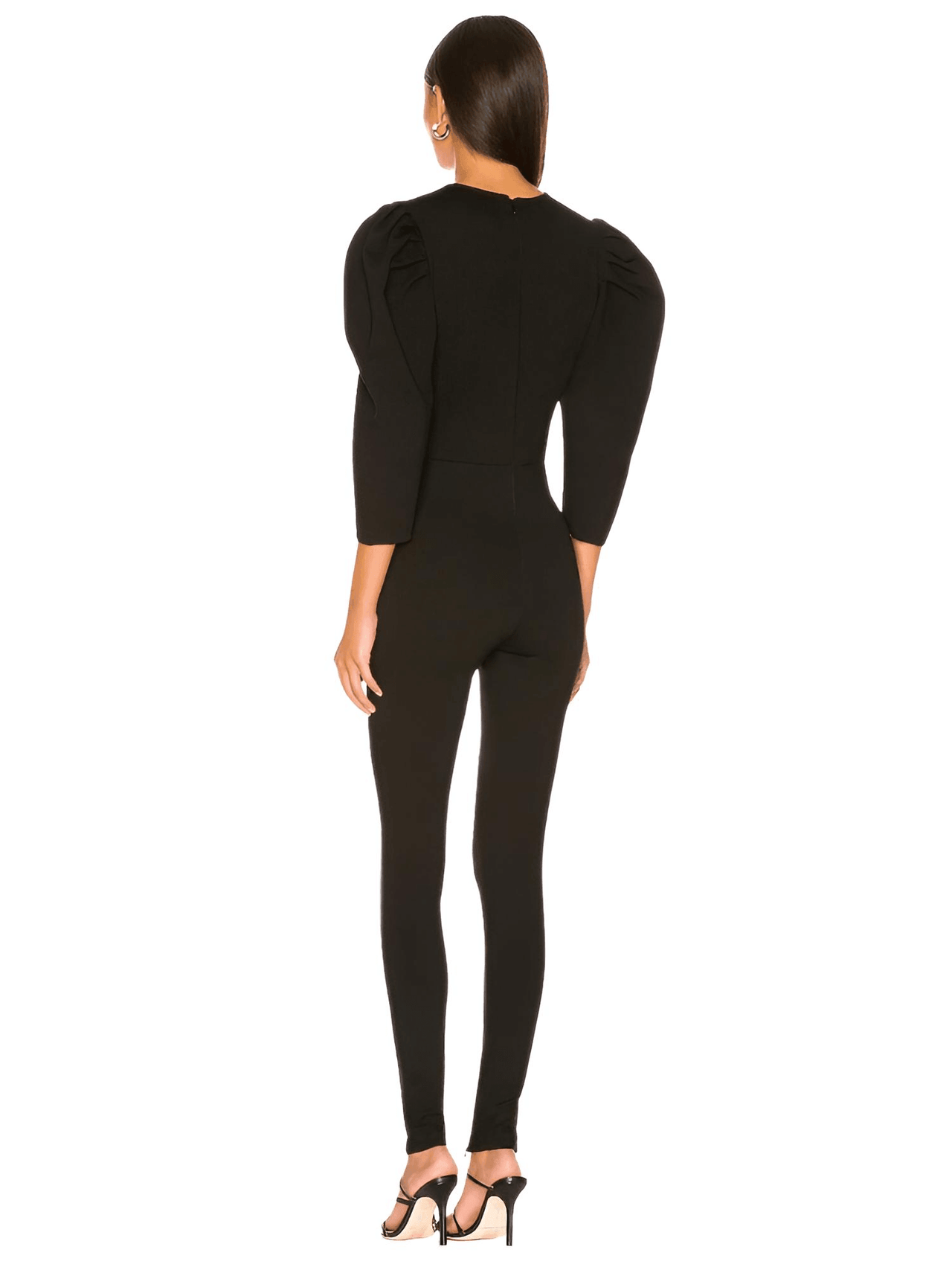 Deep V Puff Sleeve Black Bandage Jumpsuit For Women -, Jumpsuit , Drestiny , Australia, Black, Canada, FR, Jumpsuits, L, Long Sleeves, M, New Zealand, S, United Kingdom, United States, XL, XS , Drestiny , www.shopdrestiny.com