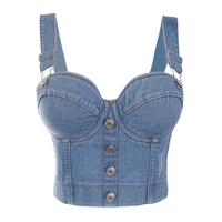 Thumbnail for Women's Denim Bustier Crop Tops - 13 Styles! -, Bustier , Drestiny , Australia, Black, Blue, Canada, Casual Shirts, Corsets, Crop Tops, FR, Gold, L, Light Blue, M, New Zealand, Pink, Red, S, Silver, Sleeveless, United Kingdom, United States, White, XL, XS , Drestiny , www.shopdrestiny.com