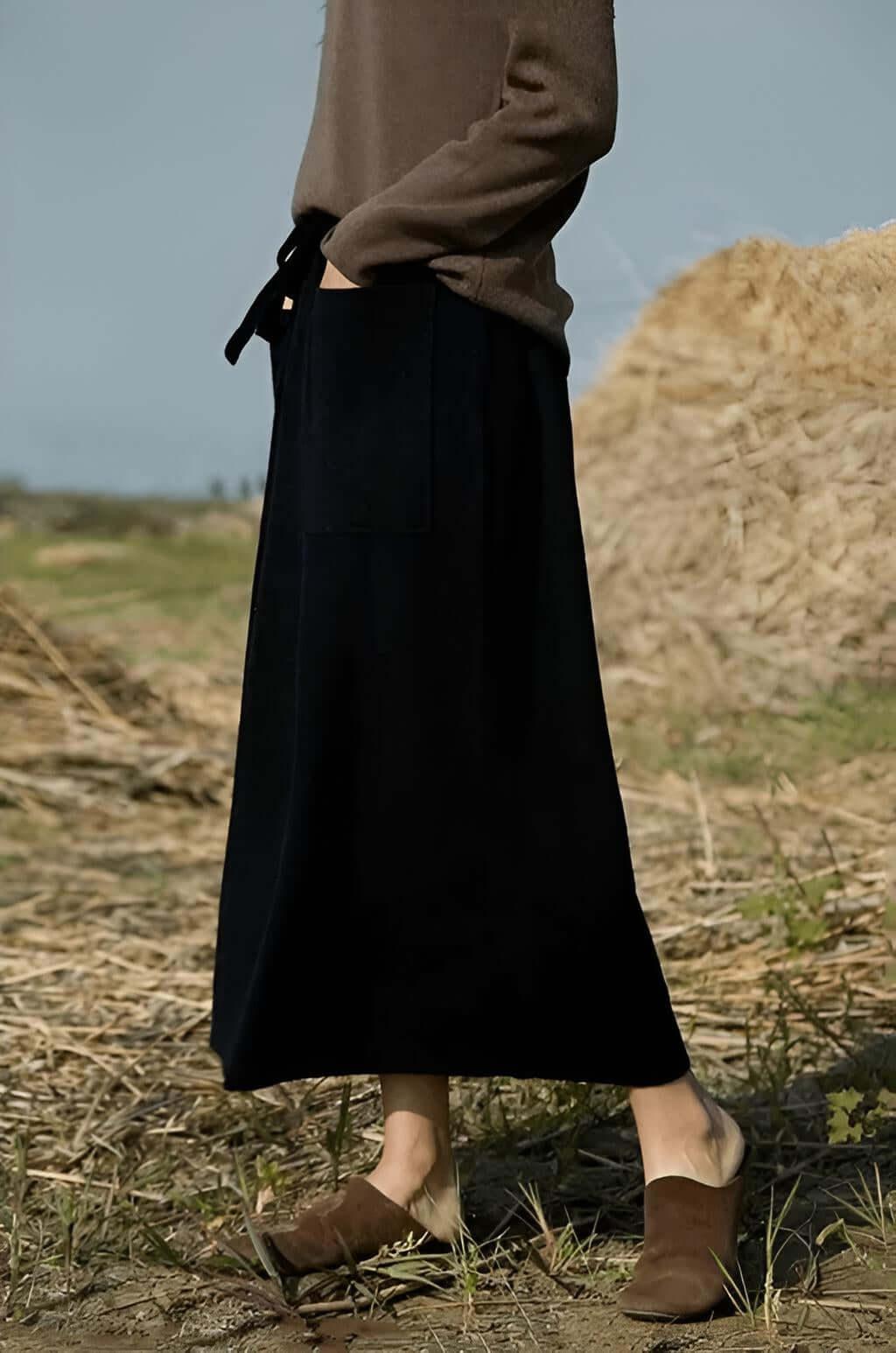 100% Cashmere Wool High Waist Long Skirt With Pockets -, Skirts , Drestiny , Australia, Black, Brown, Camel, Canada, Coffee, Dark Brown, L, M, New Zealand, Off White, Skirts, United Kingdom, United States , Drestiny , www.shopdrestiny.com