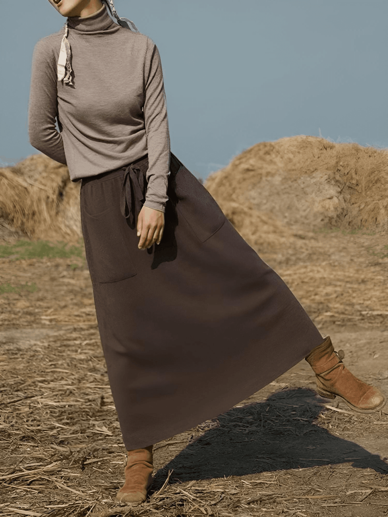 100% Cashmere Wool High Waist Long Skirt With Pockets -, Skirts , Drestiny , Australia, Black, Brown, Camel, Canada, Coffee, Dark Brown, L, M, New Zealand, Off White, Skirts, United Kingdom, United States , Drestiny , www.shopdrestiny.com