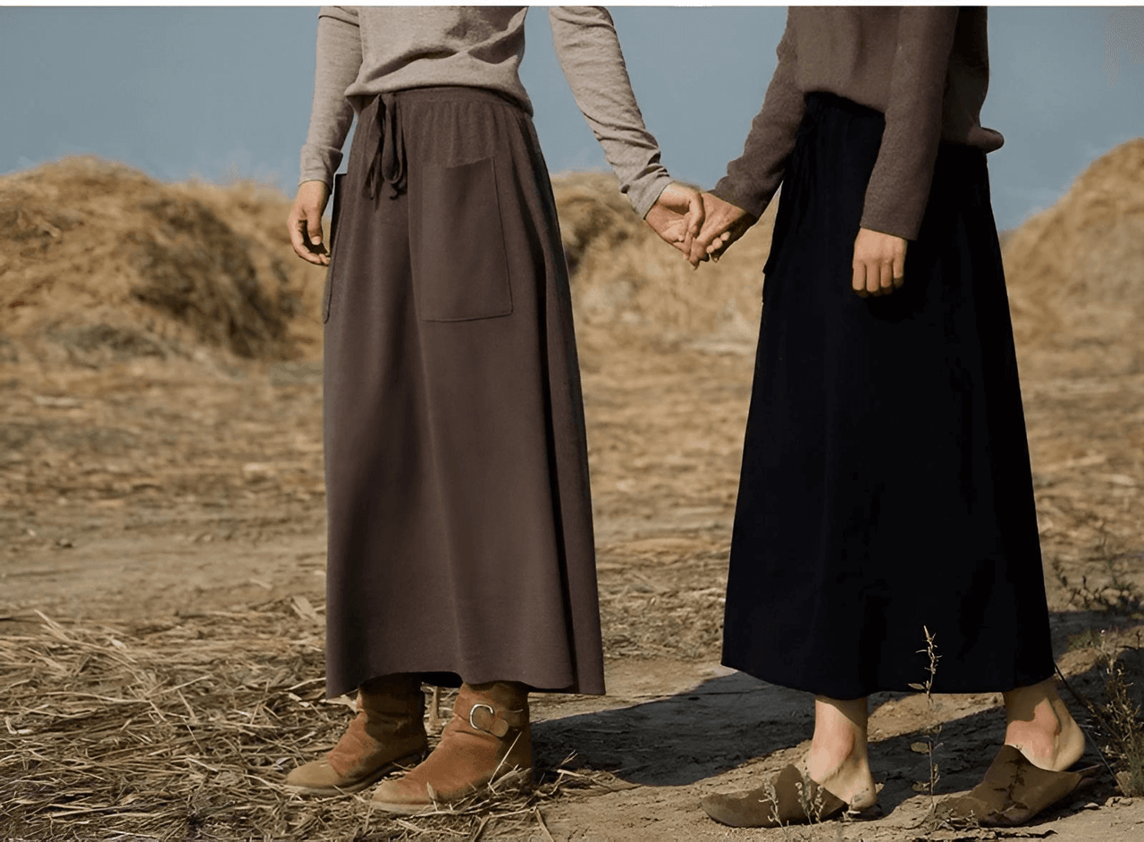 High Waist Cashmere Wool Long Skirt With Pockets -, Skirts , Drestiny , Australia, Black, Brown, Camel, Canada, Coffee, Dark Brown, L, M, New Zealand, Off White, Skirts, United Kingdom, United States , Drestiny , www.shopdrestiny.com