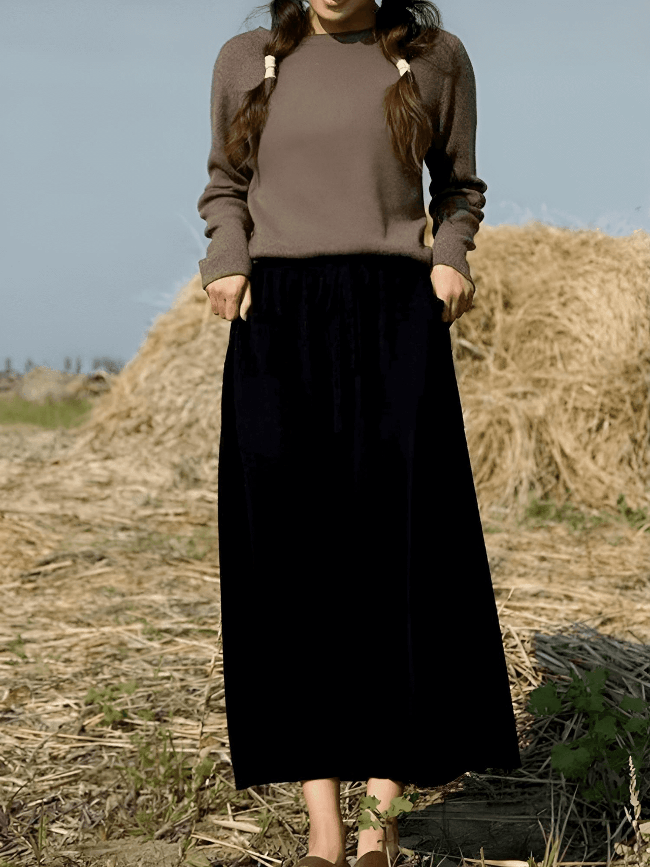 100% Cashmere Wool High Waist Long Skirt With Pockets -, Skirts , Drestiny , Australia, Black, Brown, Camel, Canada, Coffee, Dark Brown, L, M, New Zealand, Off White, Skirts, United Kingdom, United States , Drestiny , www.shopdrestiny.com