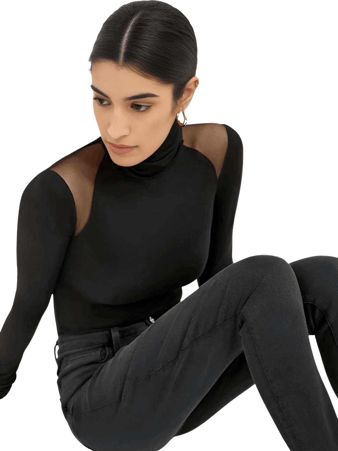 Mesh Patchwork Long Sleeve Bodysuits For Women -, Bodysuits , Drestiny , Australia, Black, Bodysuits, Canada, Casual Shirts, Dress Shirts, FR, Gender_Women, L, Long Sleeves, M, New Zealand, S, Turtlenecks, United Kingdom, United States, White , Drestiny , www.shopdrestiny.com