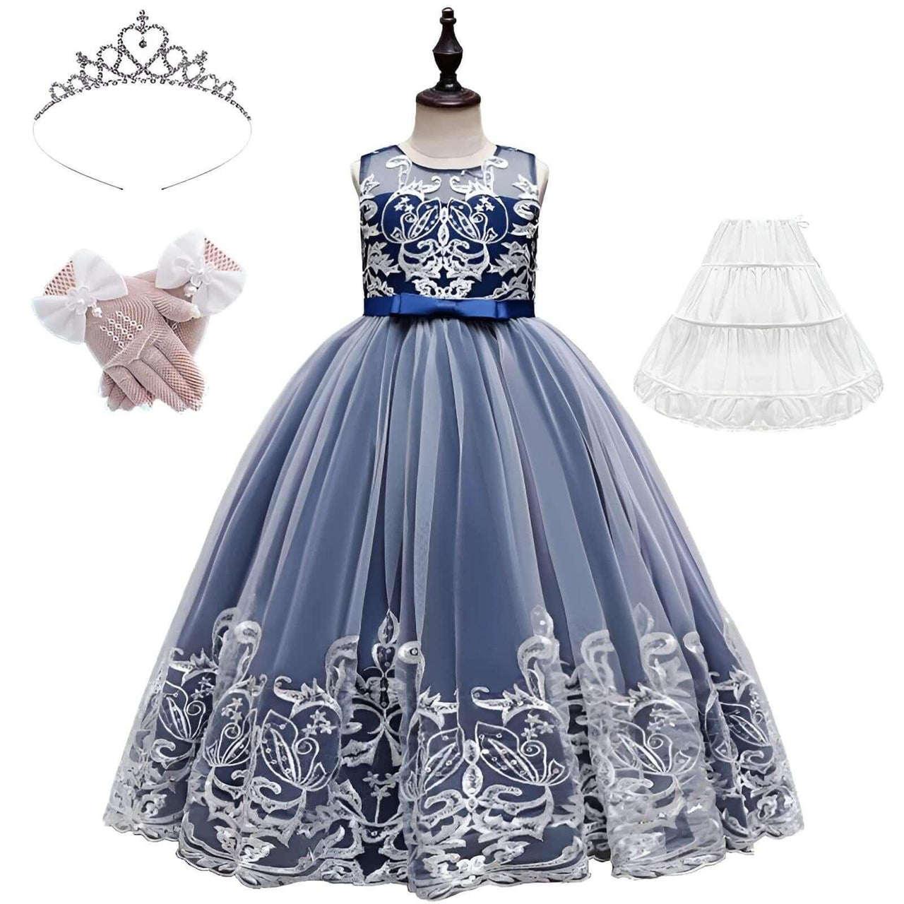 Formal Occasion Dress For Girls - With FREE Tiara, Gloves & Petticoat! -, Dress , Drestiny , 10T, 11T, 12T, 3T, 4T, 5T, 6T, 7T, 8T, 9T, Australia, Canada, Champagne, Dark Blue, Dark Green, Dark Red, Deep Pink, Dresses, Flower Girl Dresses, FR, Girls, Ivory, Light Blue, New Zealand, Pink, Purple, Sleeveless, TD, United Kingdom, United States , Drestiny , www.shopdrestiny.com