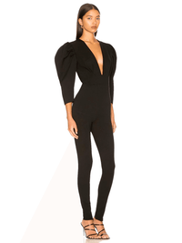 Thumbnail for Deep V Puff Sleeve Black Bandage Jumpsuit For Women -, Jumpsuit , Drestiny , Australia, Black, Canada, FR, Jumpsuits, L, Long Sleeves, M, New Zealand, S, United Kingdom, United States, XL, XS , Drestiny , www.shopdrestiny.com