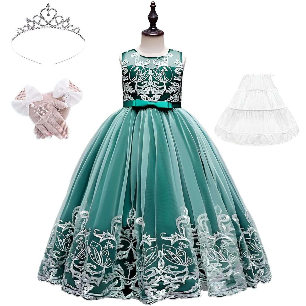 Formal Occasion Dress For Girls - With FREE Tiara, Gloves & Petticoat! -, Dress , Drestiny , 10T, 11T, 12T, 3T, 4T, 5T, 6T, 7T, 8T, 9T, Australia, Canada, Champagne, Dark Blue, Dark Green, Dark Red, Deep Pink, Dresses, Flower Girl Dresses, FR, Girls, Ivory, Light Blue, New Zealand, Pink, Purple, Sleeveless, TD, United Kingdom, United States , Drestiny , www.shopdrestiny.com