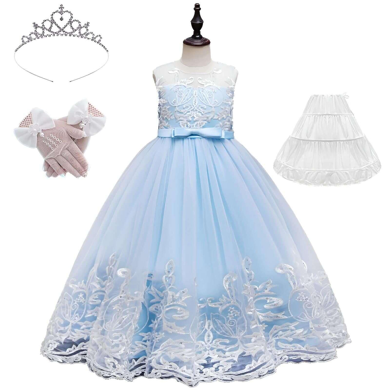 Formal Occasion Dress For Girls - With FREE Tiara, Gloves & Petticoat! -, Dress , Drestiny , 10T, 11T, 12T, 3T, 4T, 5T, 6T, 7T, 8T, 9T, Australia, Canada, Champagne, Dark Blue, Dark Green, Dark Red, Deep Pink, Dresses, Flower Girl Dresses, FR, Girls, Ivory, Light Blue, New Zealand, Pink, Purple, Sleeveless, TD, United Kingdom, United States , Drestiny , www.shopdrestiny.com