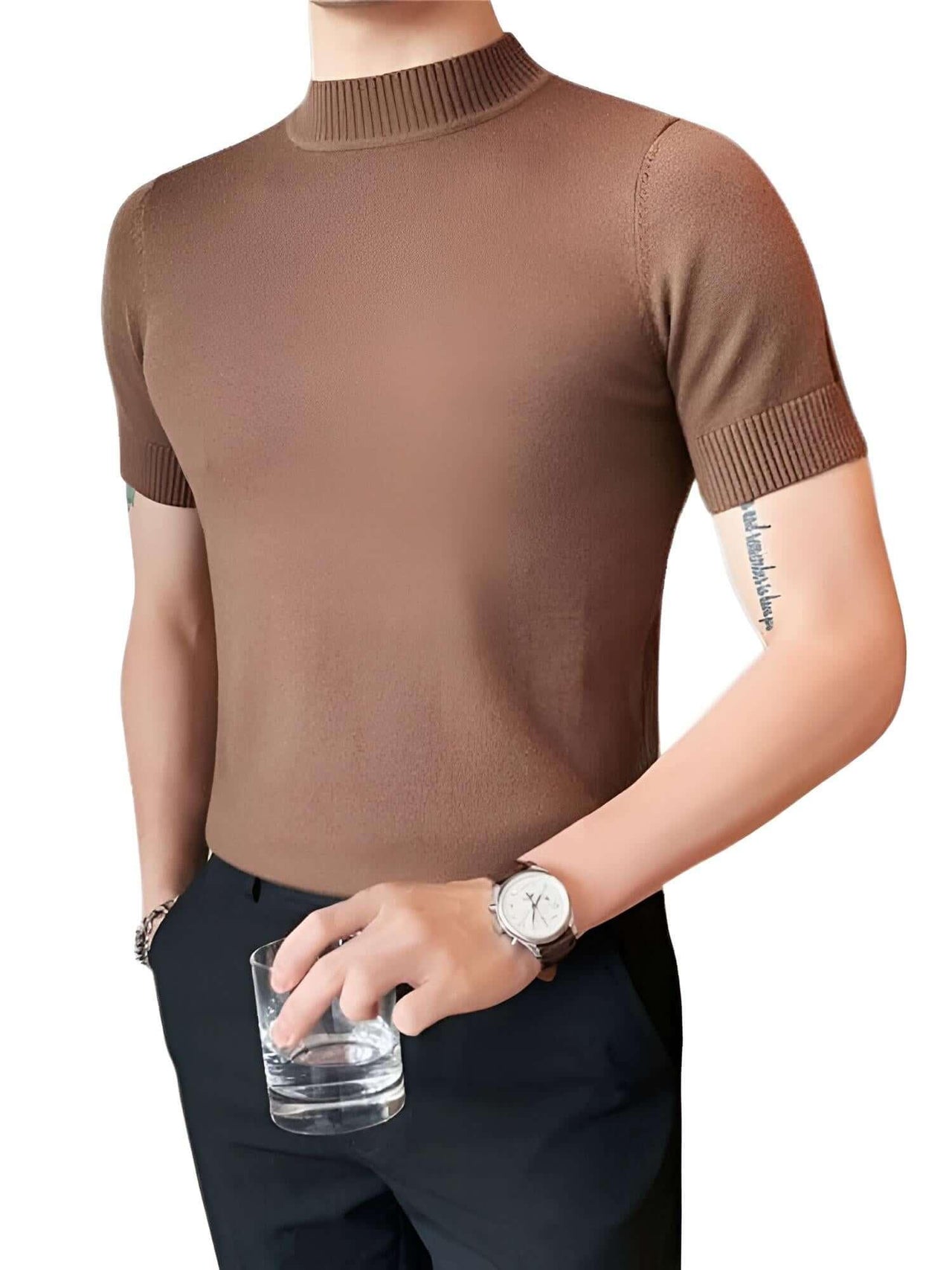 Men's Short Sleeve Mock Neck Shirt -, Turtlenecks , Drestiny , 4XL, Australia, Black, Blue, Bright Blue, Brown, Casual Shirts, Dark Blue, Dark Green, Dark Grey, Dress Shirts, L, M, Navy, New Zealand, Red, Short Sleeves, T-Shirts, Tan, Turtlenecks, United Kingdom, United States, White, XL, XXL, XXXL, Yellow , Drestiny , www.shopdrestiny.com