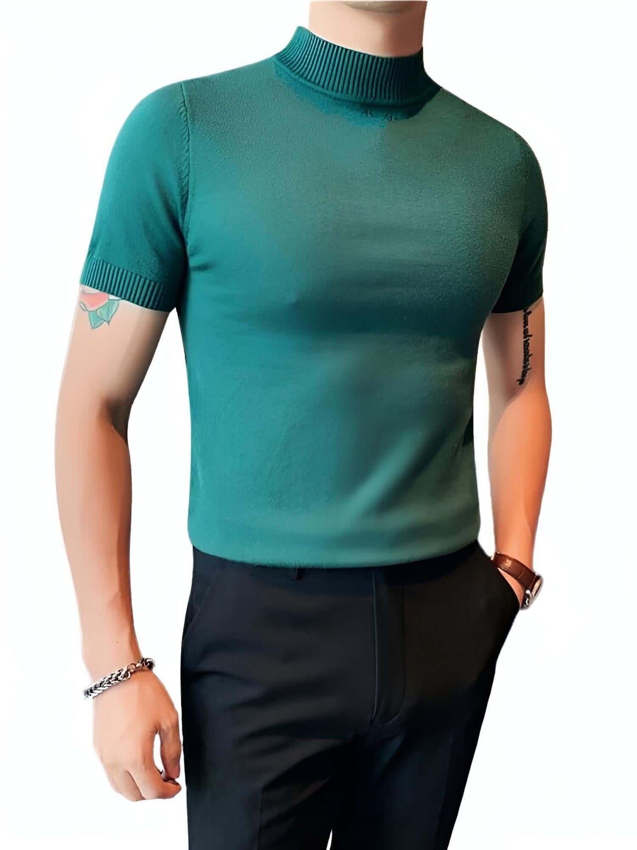 Men's Short Sleeve Mock Neck Shirt -, Turtlenecks , Drestiny , 4XL, Australia, Black, Blue, Bright Blue, Brown, Casual Shirts, Dark Blue, Dark Green, Dark Grey, Dress Shirts, L, M, Navy, New Zealand, Red, Short Sleeves, T-Shirts, Tan, Turtlenecks, United Kingdom, United States, White, XL, XXL, XXXL, Yellow , Drestiny , www.shopdrestiny.com