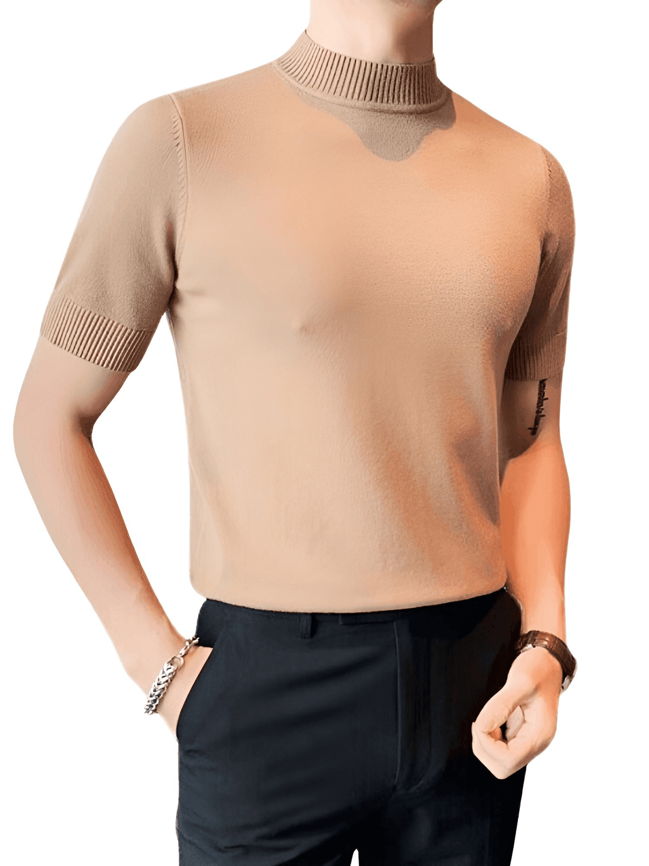 Men's Short Sleeve Mock Neck Shirt -, Turtlenecks , Drestiny , 4XL, Australia, Black, Blue, Bright Blue, Brown, Casual Shirts, Dark Blue, Dark Green, Dark Grey, Dress Shirts, L, M, Navy, New Zealand, Red, Short Sleeves, T-Shirts, Tan, Turtlenecks, United Kingdom, United States, White, XL, XXL, XXXL, Yellow , Drestiny , www.shopdrestiny.com