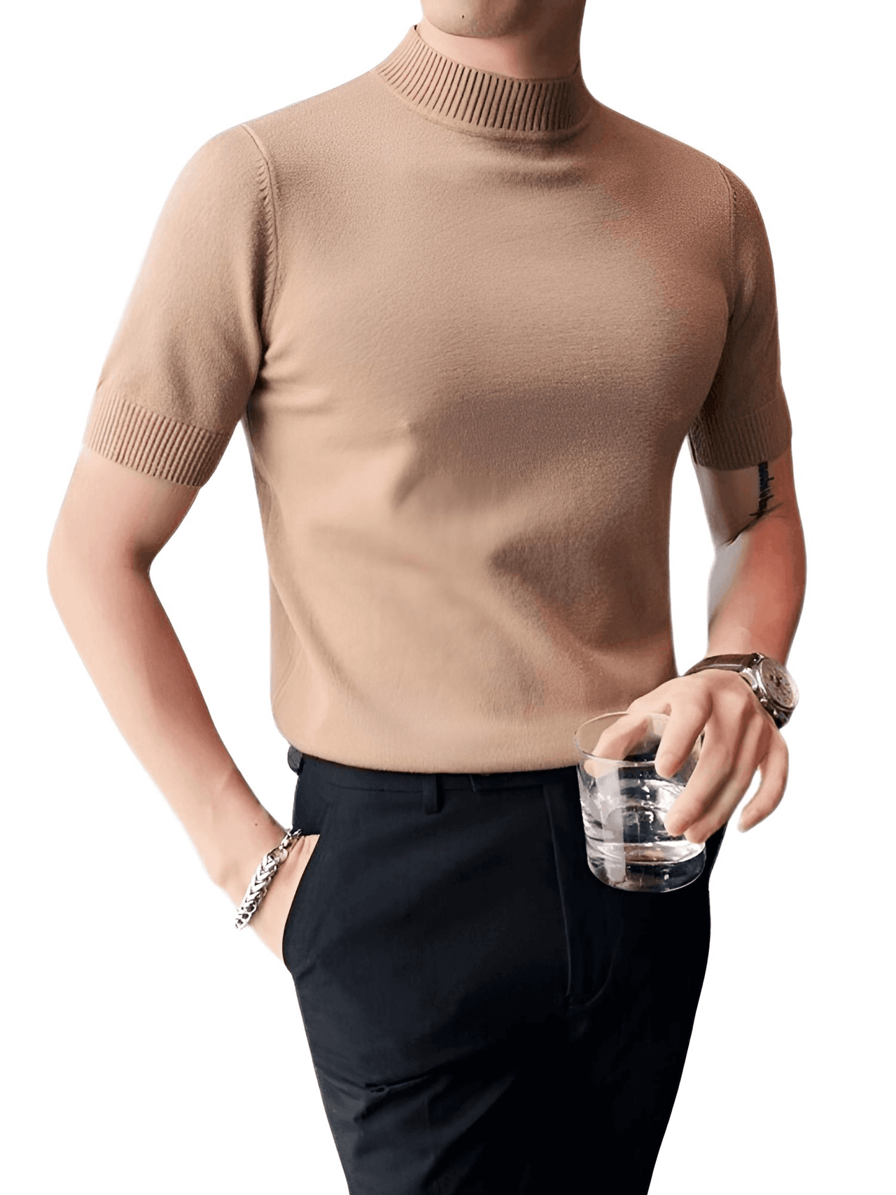 Men's Short Sleeve Mock Neck Shirt -, Turtlenecks , Drestiny , 4XL, Australia, Black, Blue, Bright Blue, Brown, Casual Shirts, Dark Blue, Dark Green, Dark Grey, Dress Shirts, L, M, Navy, New Zealand, Red, Short Sleeves, T-Shirts, Tan, Turtlenecks, United Kingdom, United States, White, XL, XXL, XXXL, Yellow , Drestiny , www.shopdrestiny.com