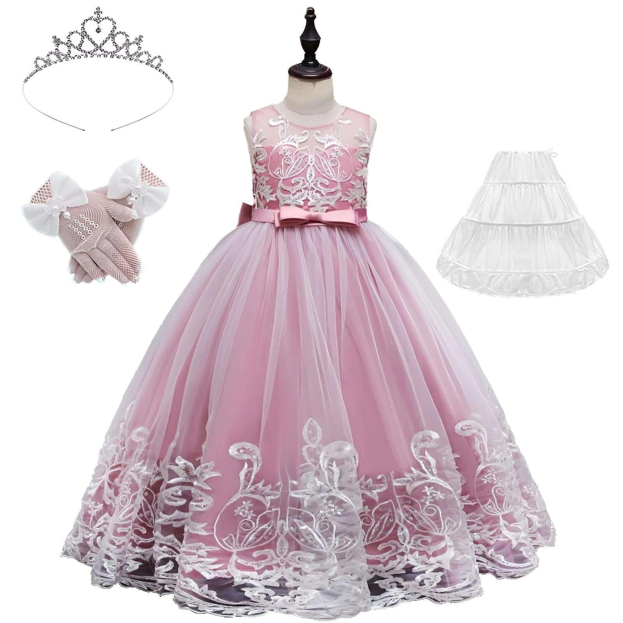 Formal Occasion Dress For Girls - With FREE Tiara, Gloves & Petticoat! -, Dress , Drestiny , 10T, 11T, 12T, 3T, 4T, 5T, 6T, 7T, 8T, 9T, Australia, Canada, Champagne, Dark Blue, Dark Green, Dark Red, Deep Pink, Dresses, Flower Girl Dresses, FR, Girls, Ivory, Light Blue, New Zealand, Pink, Purple, Sleeveless, TD, United Kingdom, United States , Drestiny , www.shopdrestiny.com