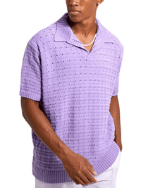 Thumbnail for Hollow Knit Polo Shirt For Men -, Shirts , Drestiny , Australia, Beige, Casual Shirts, Green, Khaki, L, M, Mint, New Zealand, Polo Shirts, Purple, S, Short Sleeves, United Kingdom, United States, XL, XXL, XXXL , Drestiny , www.shopdrestiny.com