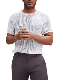 Thumbnail for Men's Hollow Out See Through Streetwear Short Sleeve O Neck Top -, T-Shirt , Drestiny , 4Xl, 5XL, Australia, Black, Casual Shirts, Gender_Men, L, M, New Zealand, S, Short Sleeves, T-Shirts, United Kingdom, United States, White, XL, XXL, XXXL , Drestiny , www.shopdrestiny.com