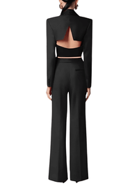 Thumbnail for Elegant Two-Piece Set For Women - Long Sleeve Hollow Out Top + High Waist Wide Leg Pant Casual Set -, Pant Suits , Drestiny , Australia, Black, Blazers, Canada, Dress Pants, FR, Jackets, L, Long Sleeves, M, New Zealand, Pant Sets, Pant Suits, Red, S, Sets, United Kingdom, United States, XL , Drestiny , www.shopdrestiny.com