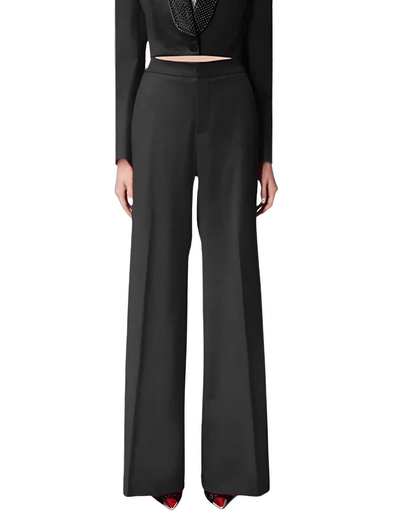 Elegant Two-Piece Set For Women - Long Sleeve Hollow Out Top + High Waist Wide Leg Pant Casual Set -, Pant Suits , Drestiny , Australia, Black, Blazers, Canada, Dress Pants, FR, Jackets, L, Long Sleeves, M, New Zealand, Pant Sets, Pant Suits, Red, S, Sets, United Kingdom, United States, XL , Drestiny , www.shopdrestiny.com