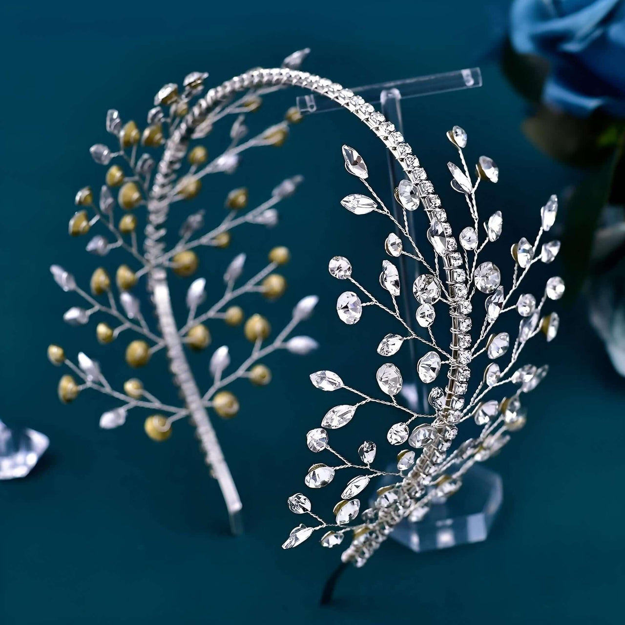 Elegant Crystal Floral Headdresses -, Hair Accessories , Drestiny , Australia, Canada, Gold, Hair Accessories, Hair Combs, Hairbands, New Zealand, Silver, United Kingdom, United States , Drestiny , www.shopdrestiny.com